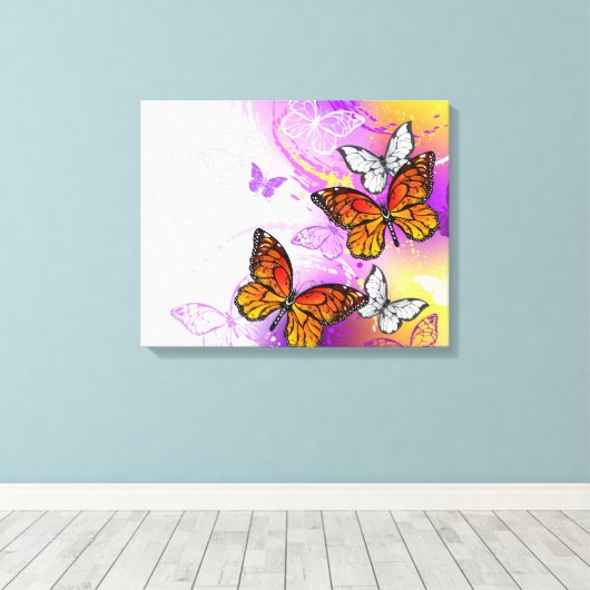 Monovlinder op Paarse Achtergrond Canvas Afdruk (Insitu (Houten vloer))