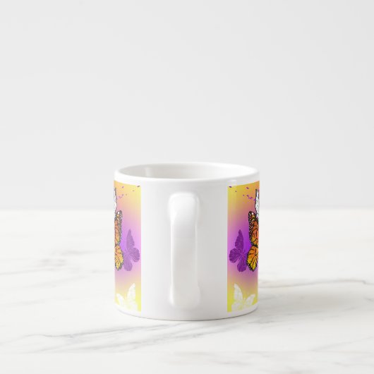 Monovlinder op Paarse Achtergrond Espresso Kop (Achterkant)