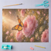 Monovlinder op Roze Pioenrozen Decoupage Papier (Craft)
