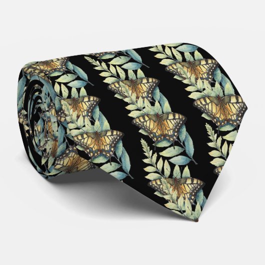 Monovlinder Vlinders Mooie Zwarte Stropdas (Opgerold)