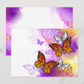 Monovlinder vlinders op paarse achtergrond advieskaart (Voorkant / Achterkant)