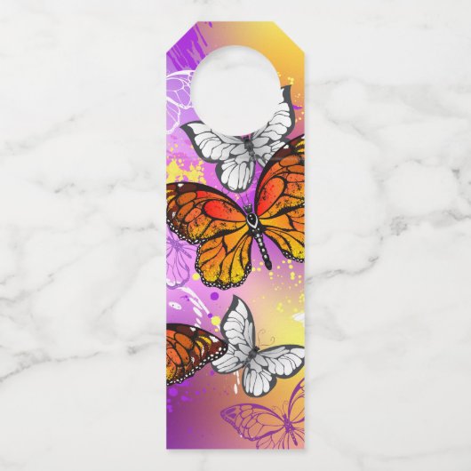 Monovlinder vlinders op paarse achtergrond flessenhanger (Achterkant)