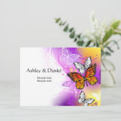 Monovlinder vlinders op paarse achtergrond kaart (Staand voorkant)
