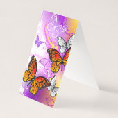 Monovlinder vlinders op paarse achtergrond kaart (Achterkant)