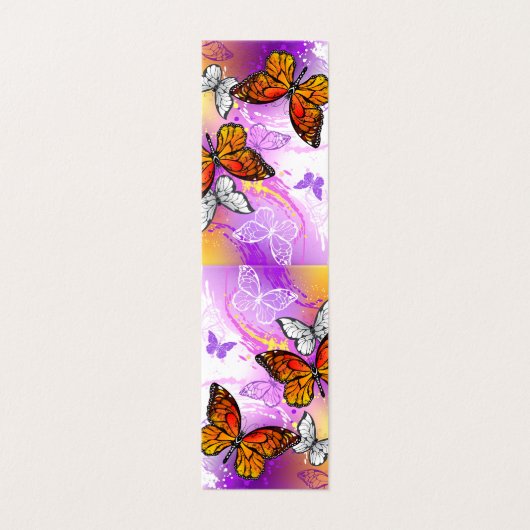 Monovlinder vlinders op paarse achtergrond kaart (Buitenkant ongevouwen)