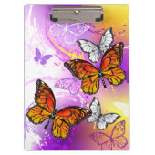 Monovlinder vlinders op paarse achtergrond klembord (Voorkant)
