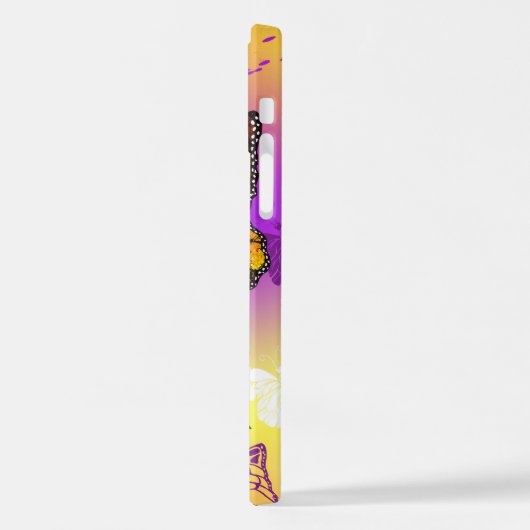 Monovlinderkevers op paarse achtergrond iPhone hoesje (Linkerkant)