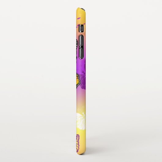 Monovlinderkevers op paarse achtergrond iPhone hoesje (Linkerkant)