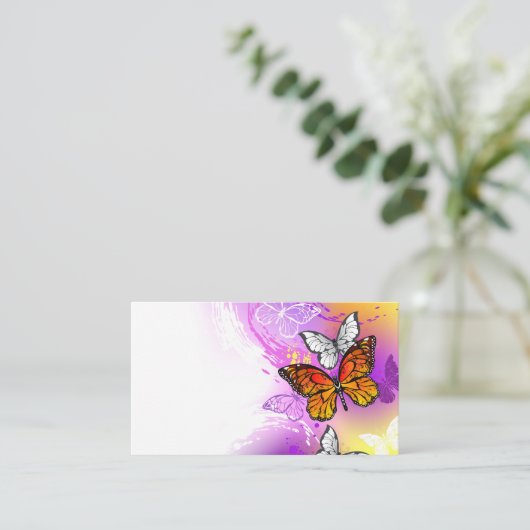 Monovlinders op Paarse Achtergrond Advieskaart (Staand voorkant)