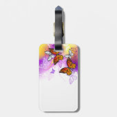 Monovlinders op paarse achtergrond bagagelabel (Achterkant verticaal)