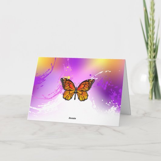 Monovlinders op Paarse Achtergrond Bedankkaart (Achterkant)