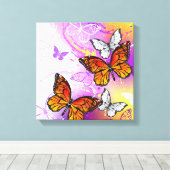 Monovlinders op Paarse Achtergrond Canvas Afdruk (Insitu (Houten vloer))