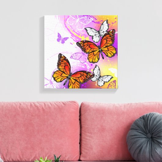 Monovlinders op Paarse Achtergrond Canvas Afdruk (Insitu (Woonkamer))