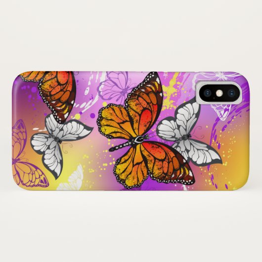 Monovlinders op paarse achtergrond Case-Mate iPhone case (Achterkant (horizontaal))