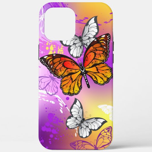 Monovlinders op paarse achtergrond Case-Mate iPhone case (Achterkant)