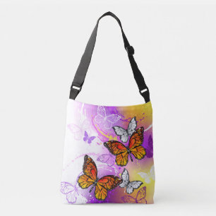 Monovlinders op Paarse Achtergrond Crossbody Tas