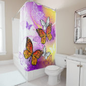 Monovlinders op Paarse Achtergrond Douchegordijn (In situ)