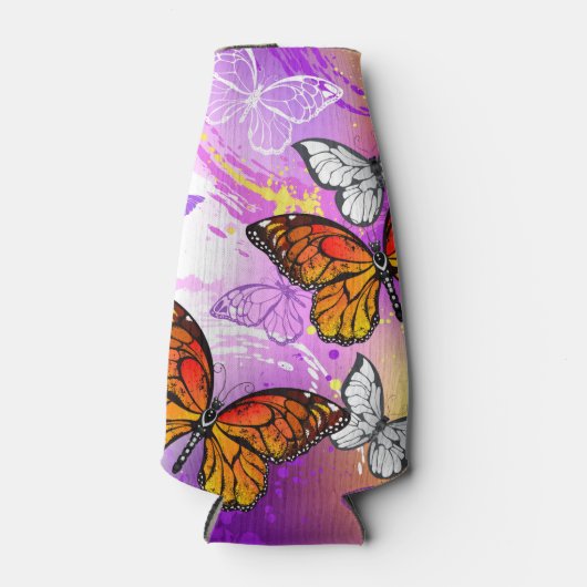 Monovlinders op Paarse Achtergrond Flesjeskoeler (Voorkant)
