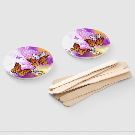 Monovlinders op Paarse Achtergrond Handwaaier (Niet-gemonteerd)