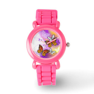 Monovlinders op Paarse Achtergrond Horloge