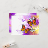 Monovlinders op Paarse Achtergrond Kaart (Voorkant / Achterkant in situ)