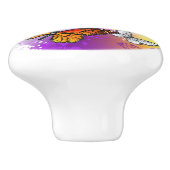 Monovlinders op Paarse Achtergrond Keramische Knop (Zijkant)