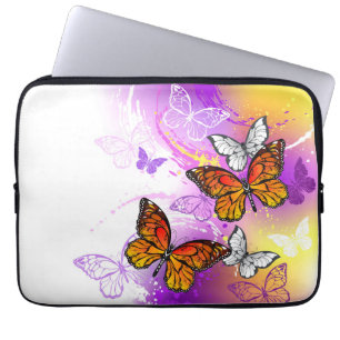Monovlinders op Paarse Achtergrond Laptop Sleeve