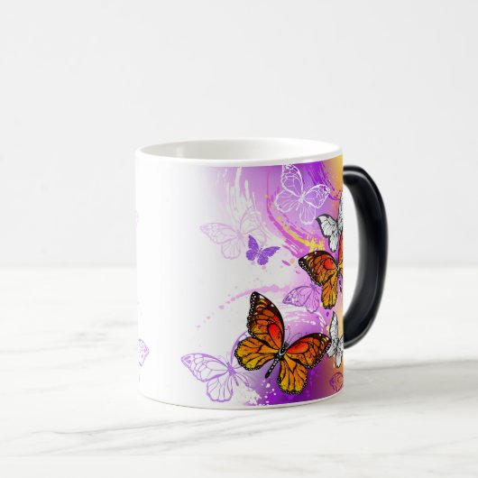 Monovlinders op Paarse Achtergrond Magische Mok (Voorkant rechts)