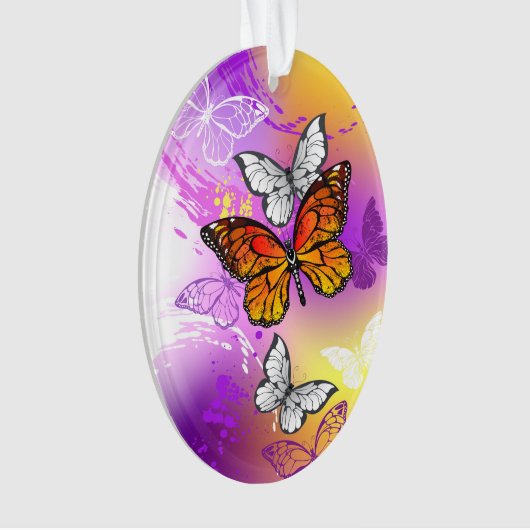 Monovlinders op Paarse Achtergrond Ornament (voorkant)