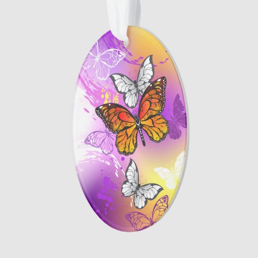 Monovlinders op Paarse Achtergrond Ornament (voorkant)