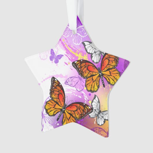 Monovlinders op Paarse Achtergrond Ornament (voorkant)