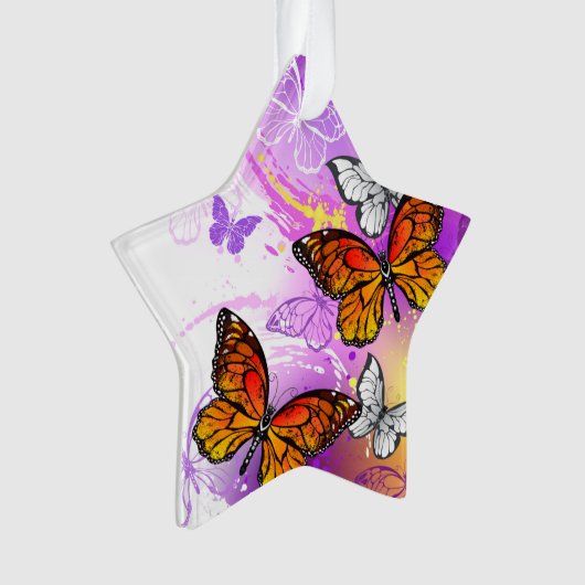 Monovlinders op Paarse Achtergrond Ornament (voorkant)