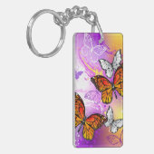 Monovlinders op Paarse Achtergrond Sleutelhanger (Voorkant Links)