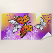 Monovlinders op Paarse Achtergrond Strandlaken (Voorkant)