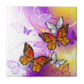 Monovlinders op Paarse Achtergrond Tegeltje (Voorkant)