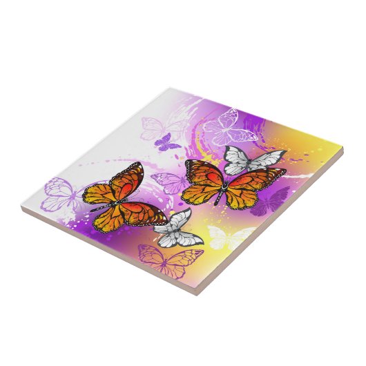 Monovlinders op Paarse Achtergrond Tegeltje (Zijkant)