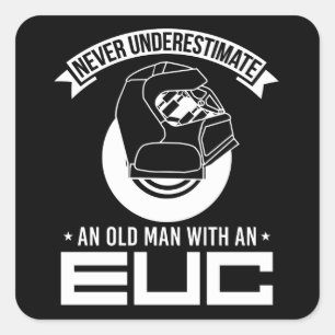 Monowheel Oude Man EUC E-Unicycle Vierkante Sticker