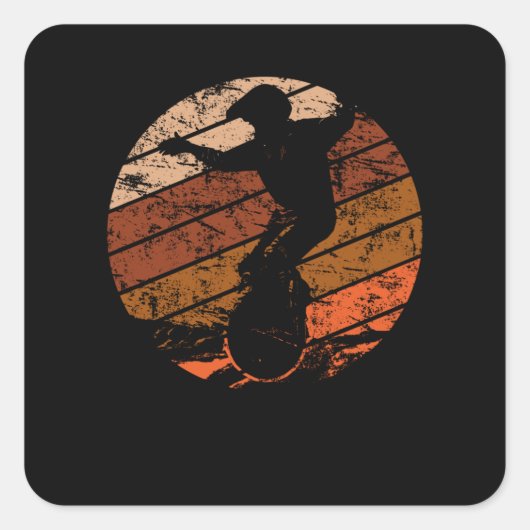 Monowheel Zonsondergang EUC Retro Vierkante Sticker (Voorkant)