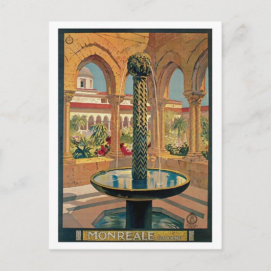 Monreale, Palermo, Sicilië Vintage Travel Poster Briefkaart (Voorkant)