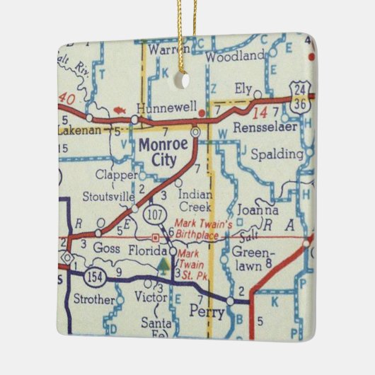 Monroe City MO  kaart Keramisch Ornament (Links)