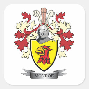 Monroe Family Crest Coat of Arms Vierkante Sticker