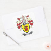 Monroe Family Crest Coat. Vierkante Sticker (Envelop)
