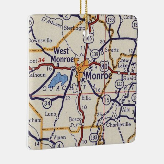 Monroe LA  Map Keramisch Ornament (Rechts)