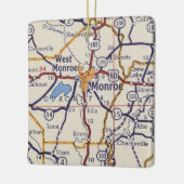 Monroe LA Map Keramisch Ornament (Links)