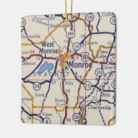 Monroe LA  Map Keramisch Ornament (Links)