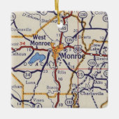 Monroe LA Map Keramisch Ornament (Voorkant)