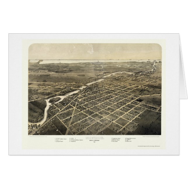 Monroe, MI Panorama Map - 1866 (Voorkant Horizontaal)