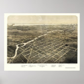 Monroe, MI Panorama Map - 1866 Poster (Voorkant)
