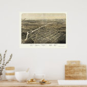 Monroe, MI Panorama Map - 1866 Poster (Keuken)