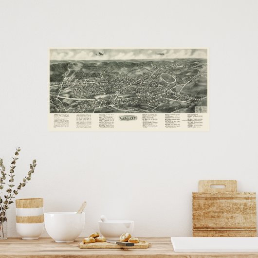 Monroe, NY Panoramic Map - 1923 Poster (Keuken)